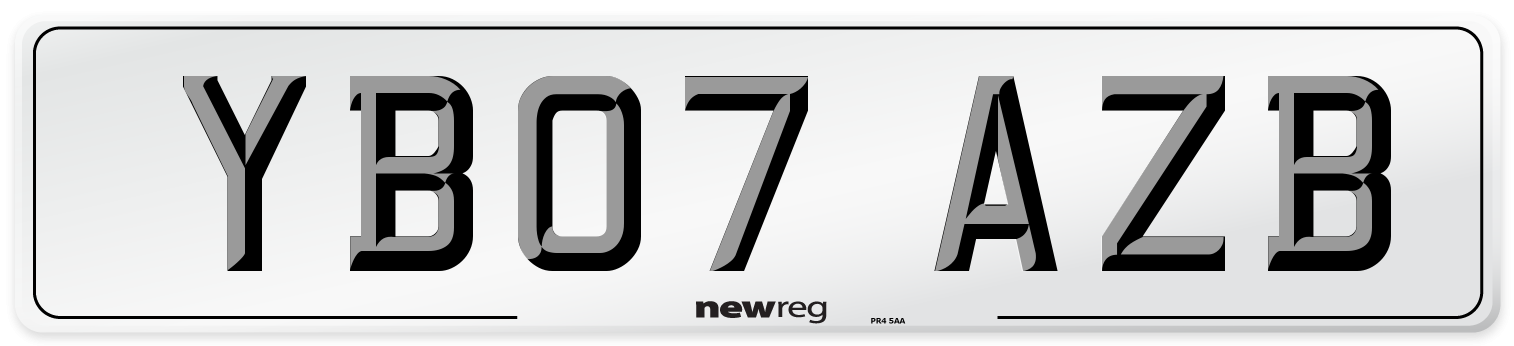 YB07 AZB Number Plate from New Reg
